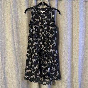 Porridge Black Sleeveless Dress with Zebra Print
